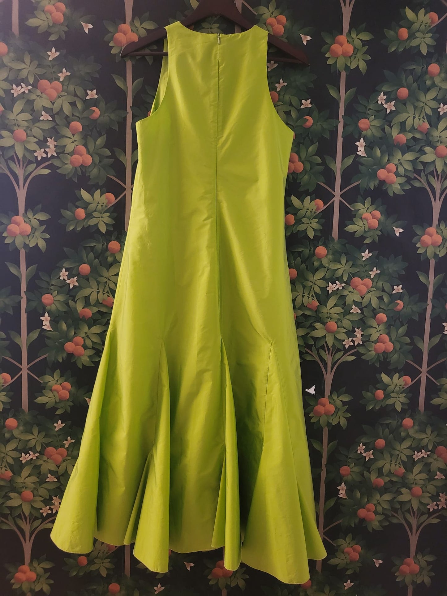 Long Peony Dress verde acido