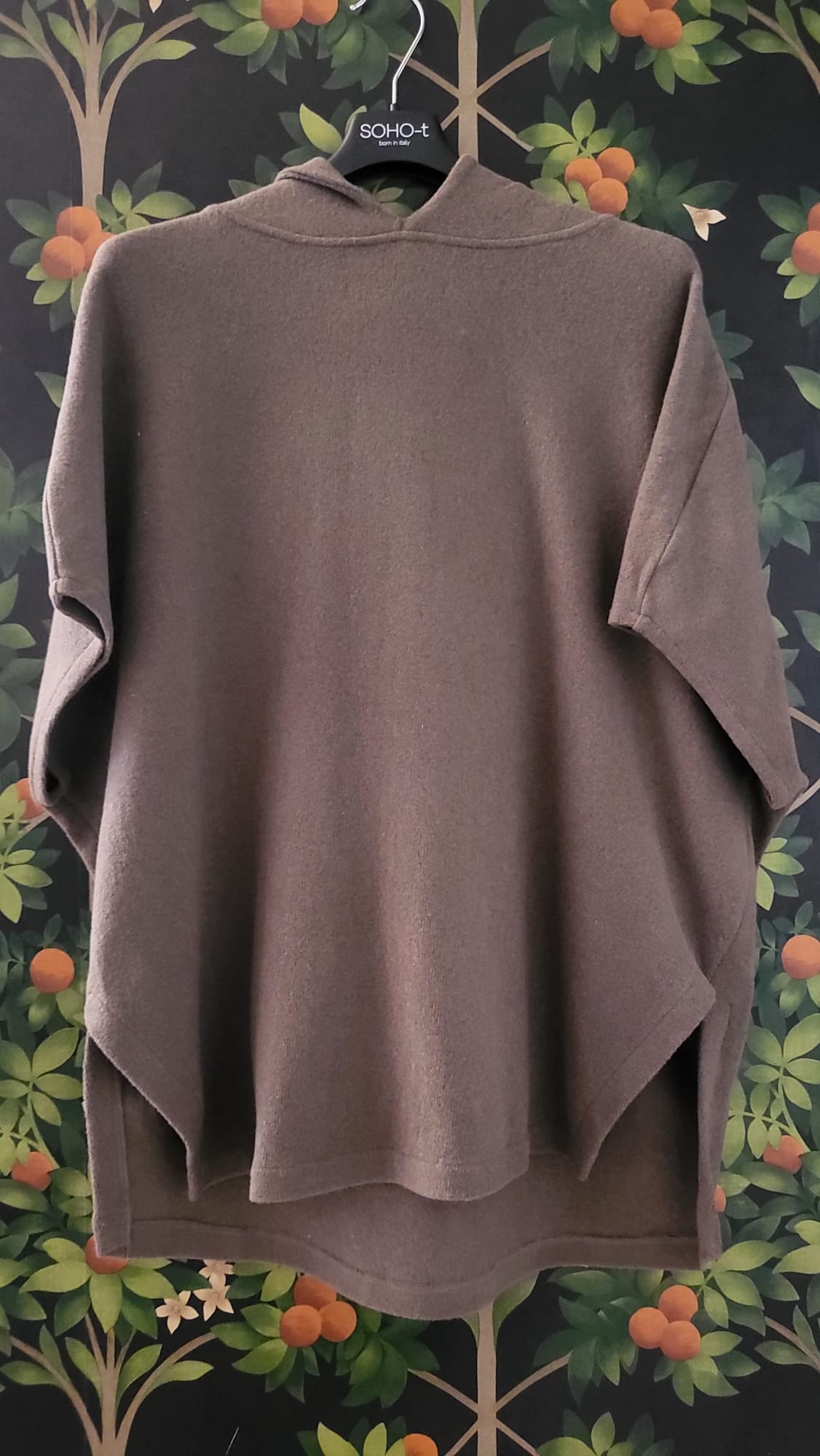 MAGLIONE CAPPA SMANICATO CON CAPPUCCIO CALDO COTONE