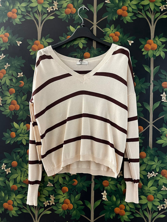 maglia a righe scollo a v 26173