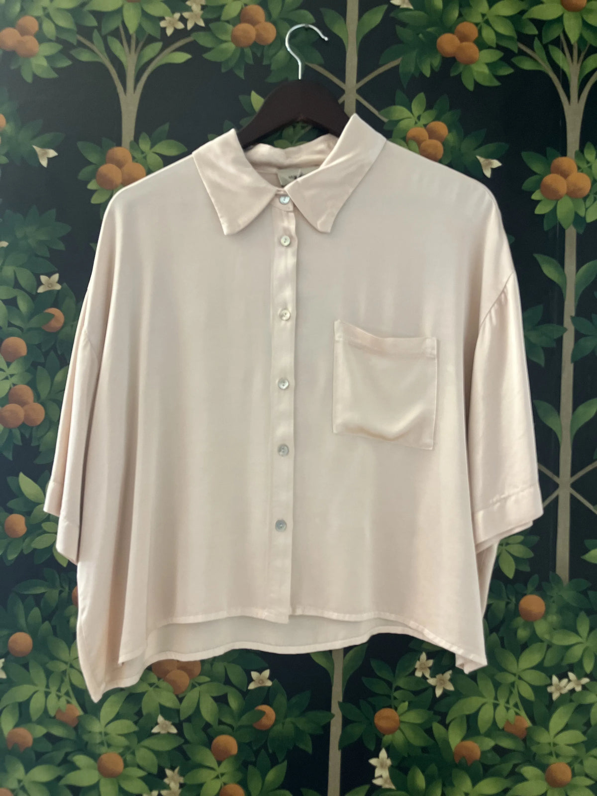 Camicia crop in viscosa 1/2 manica