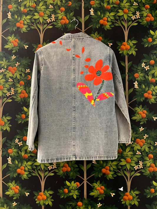 GIUBBOTTO JEANS OVER FLOWERS