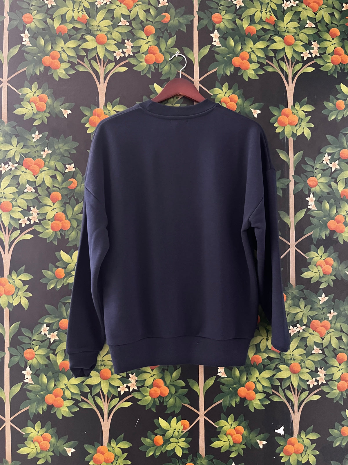 FELPA GIROCOLLO UNISEX BLU NOTTE  "BASSOTTO A CHI" TAGLIA SMALL
