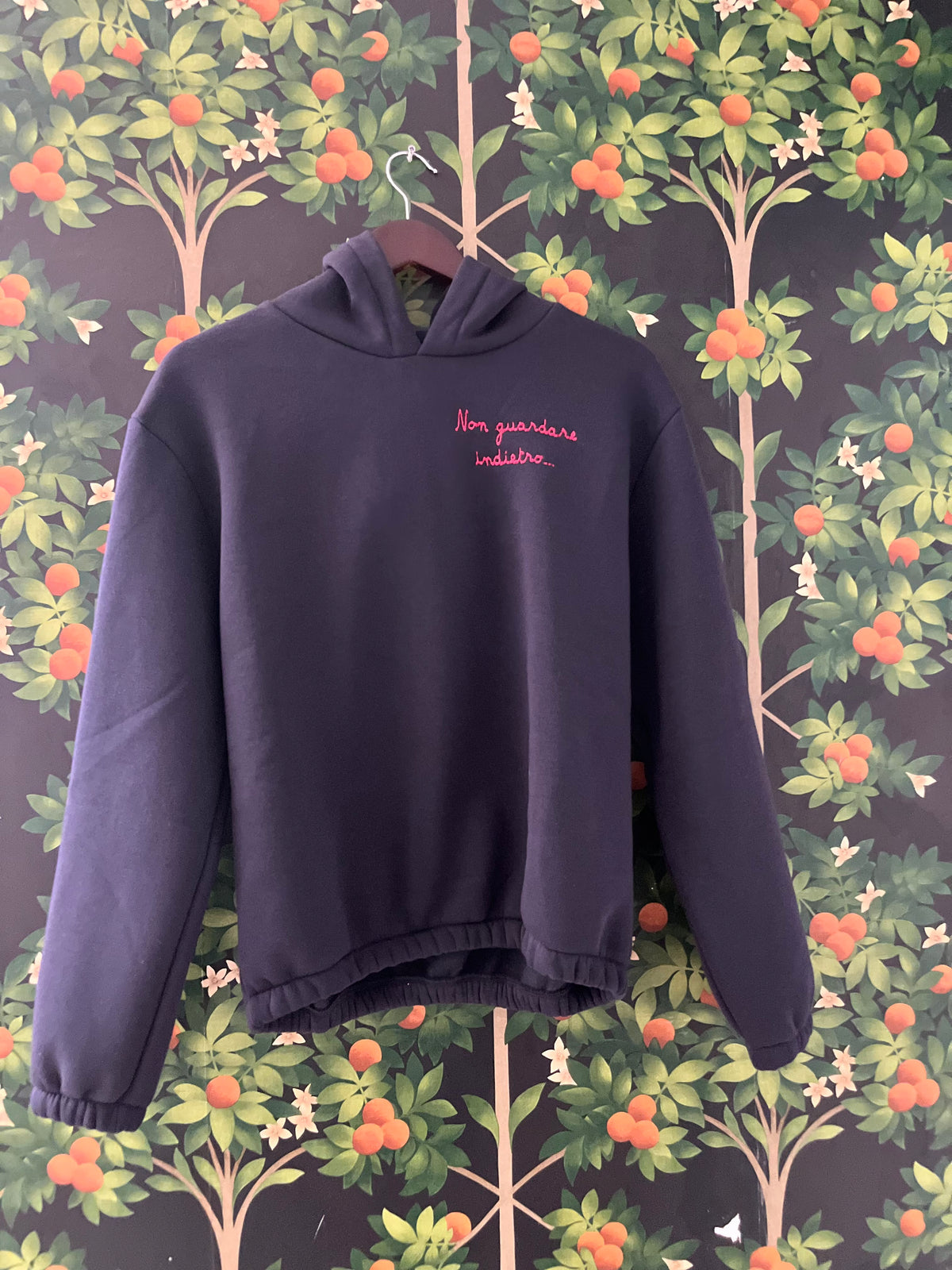 FELPA DONNA CROP CON CAPPUCCIO FELPA GRIGIA  "SAN FELICE BITCH" TAGLIA MEDIUM