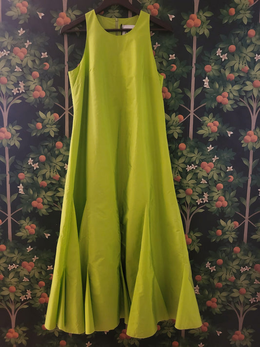 Long Peony Dress verde acido