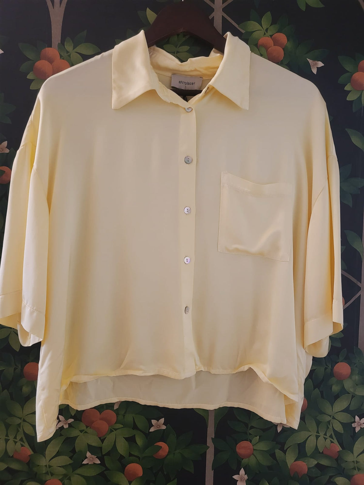 Camicia crop in viscosa 1/2 manica